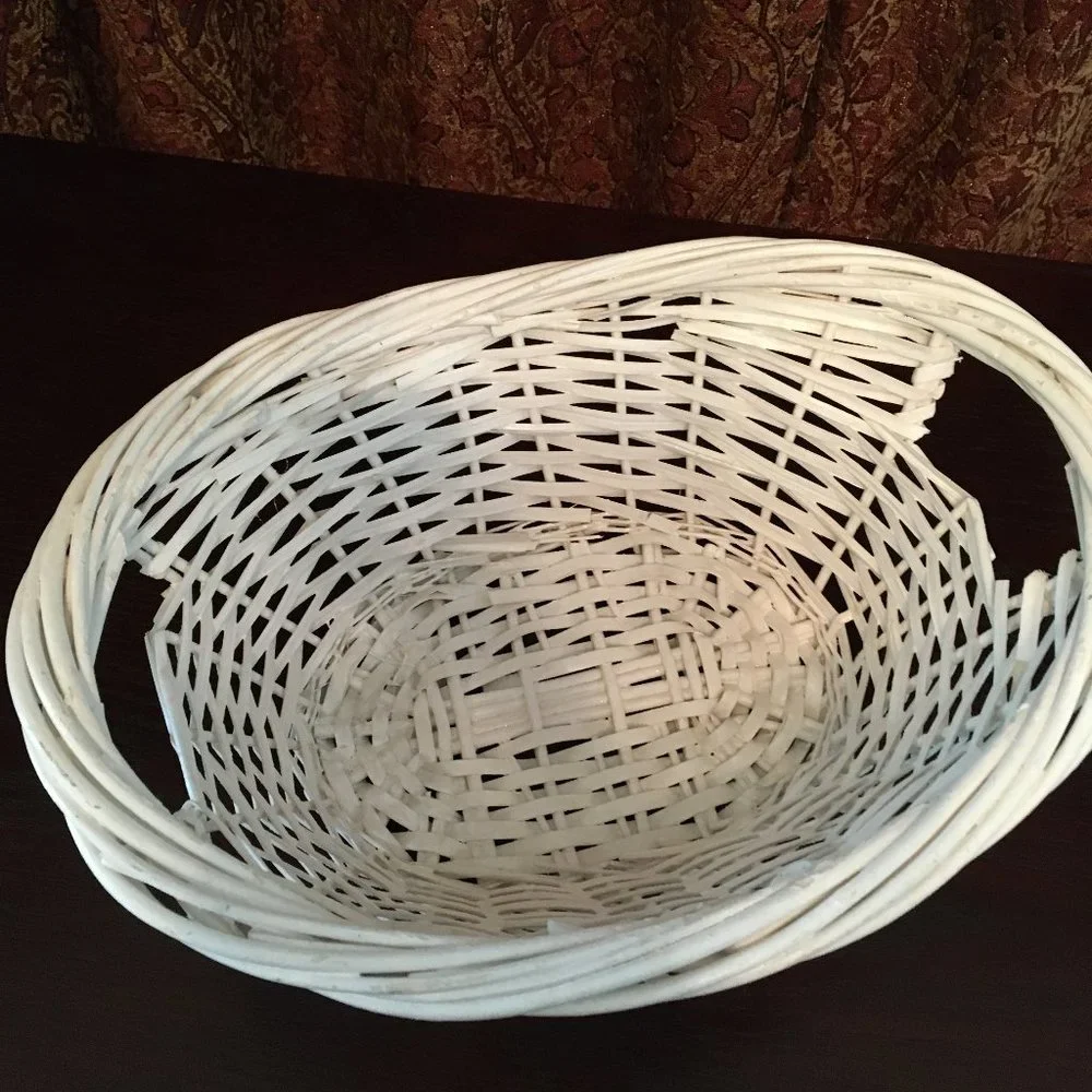 Vintage White Wicker Basket